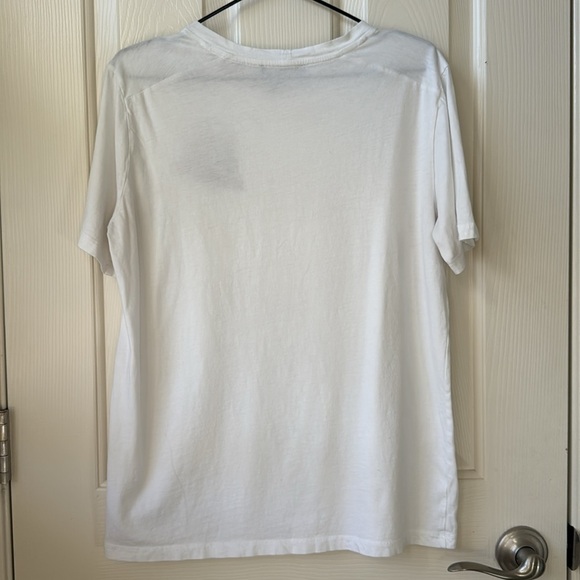 Maje Crewneck Paris Print Preppy Neutral Shirt White Size 2 oversized Flawed - Picture 8 of 8